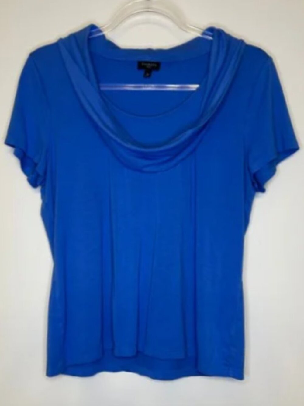Talbots Petites Bright Blue Cowl Neck Short Sleeve Top Size L